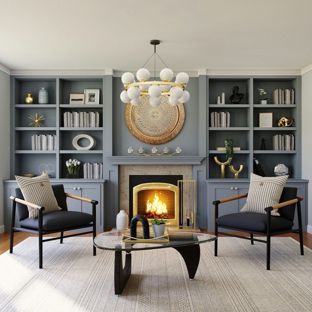Luxury metal coffee table in a premium living room